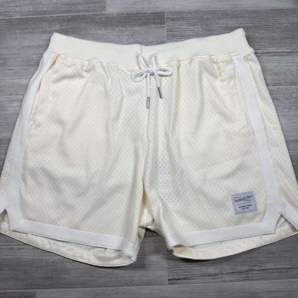 Mitchell & Ness Mesh Shorts Cream Men's Size 2XL Game Day 2.0 Athletic XXL NWT